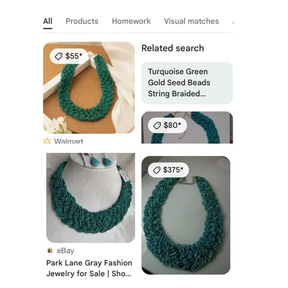 Vintage Turquoise and Silver Small Beads Braided Chunky Statement Necklace - Picture 9 of 9